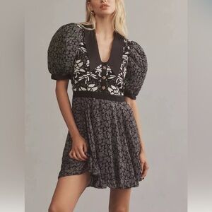 Anthropologie Short-Sleeve Button-Front Mini Dress, size 16